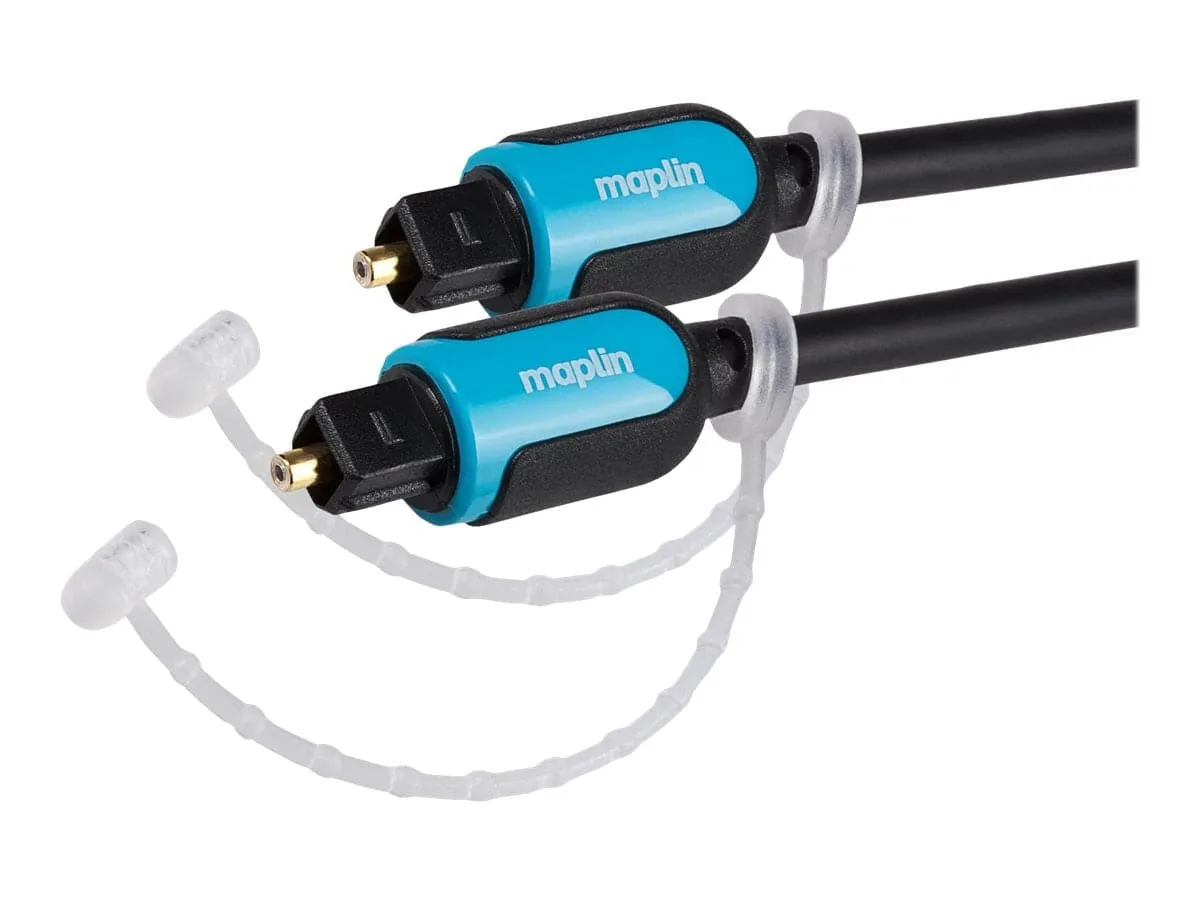 Maplin Optical Audio TOSlink Male to TOSlink Male Cable - Black, 10m