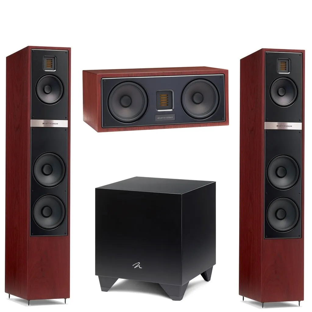 Martin Logan Motion 40i Floorstanding Speakers Pair with Motion 30i Center Channel Speaker and Dynamo 800X Powered 10" Subwoofer Bundle