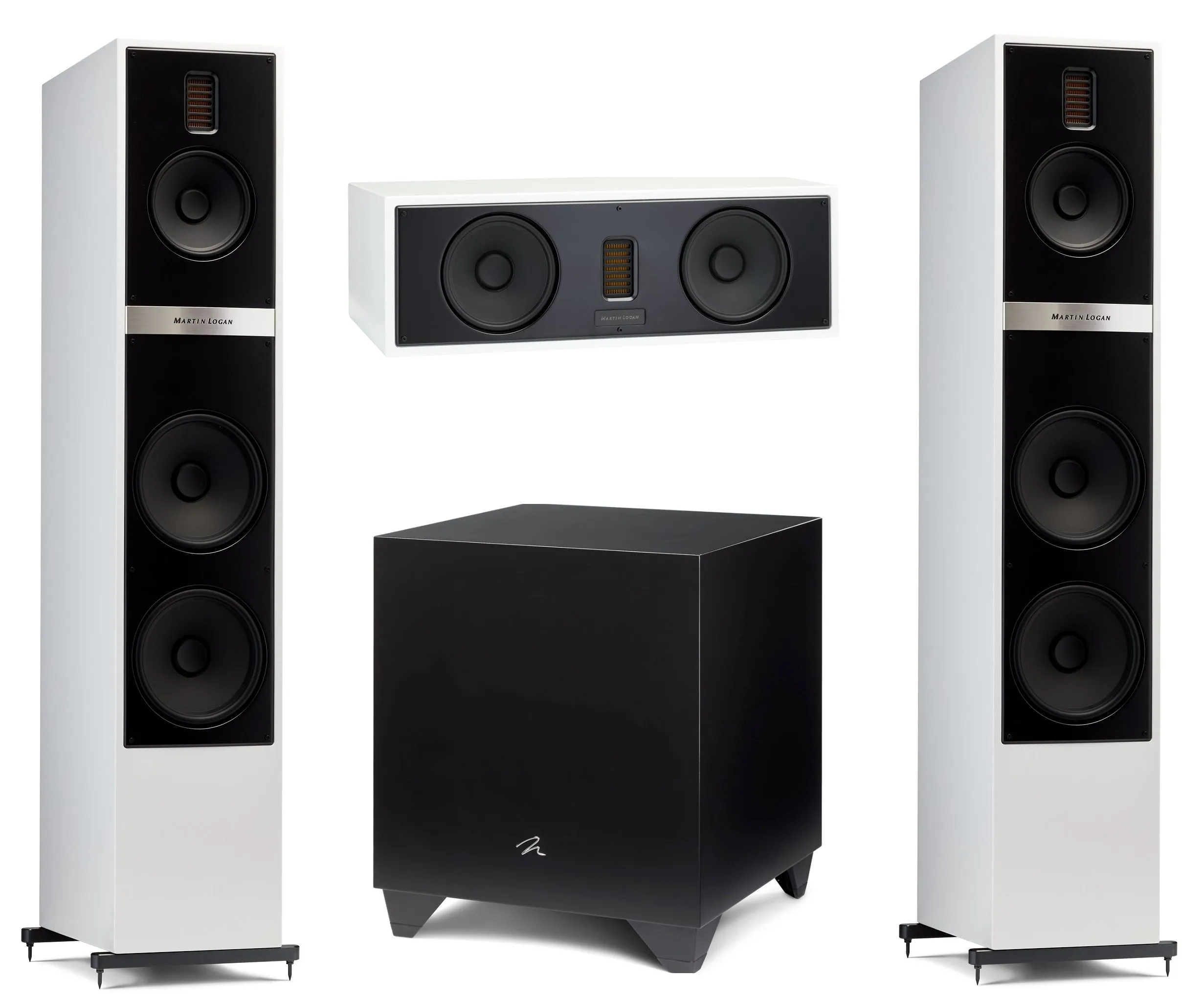 Martin Logan Motion 60XTi Floorstanding Speakers Pair with Motion 50XTi Center Speaker and Dynamo 1100X Powered 12" Subwoofer Bundle