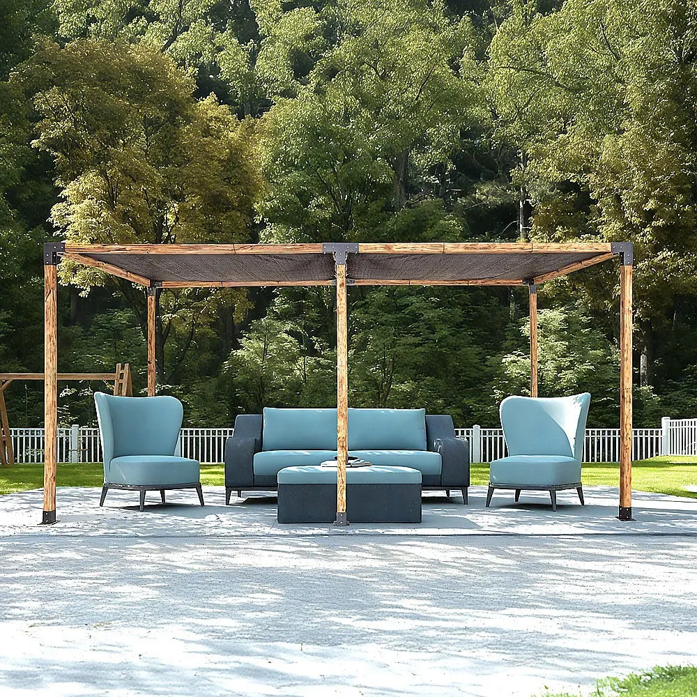 Matte Black Steel Pergola Brackets & Screens Kit, Set of 6