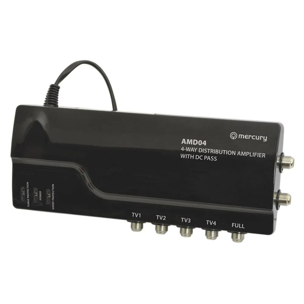 Mercury 4-Way Distribution Amplifier with DC Pass - Black | 130031