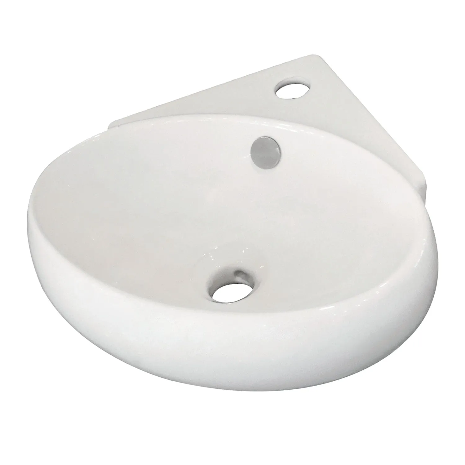 Minim EVC15154 15-9/16 Inch Ceramic Corner Bathroom Sink (Single Hole), White