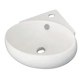 Minim EVC15154 15-9/16 Inch Ceramic Corner Bathroom Sink (Single Hole), White