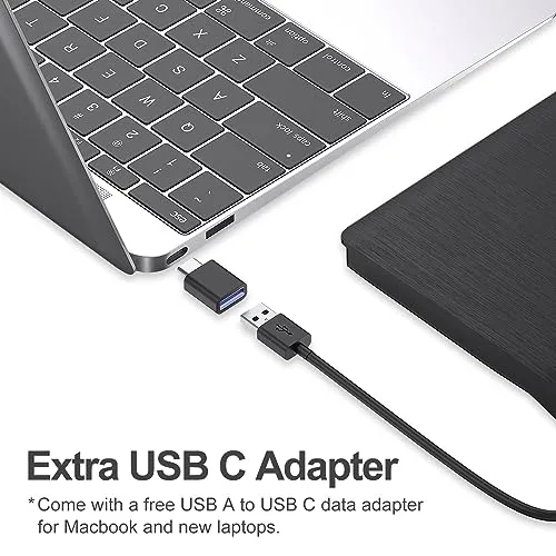 ORIGBELIE External CD/DVD Drive for Laptop, USB 3.0 CD Burner  /-RW CD ROM External DVD Drive Portable DVD Player for Laptop Desktop PC Apple Mac Windows 11/10/8/7/XP Linux OS