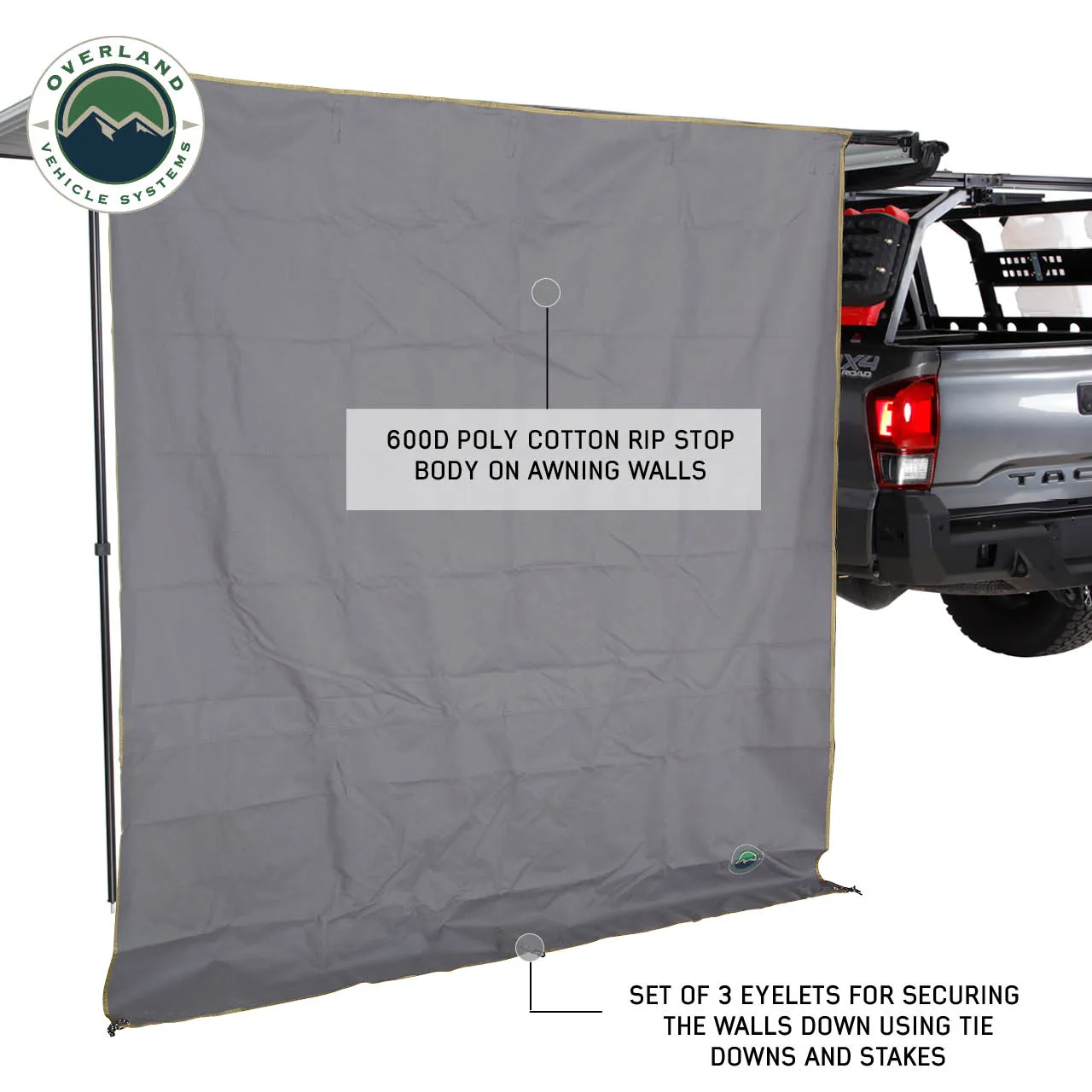 Overland Vehicle Systems Nomadic Awning Side Wall 2.0 - 2.0 x 2.2