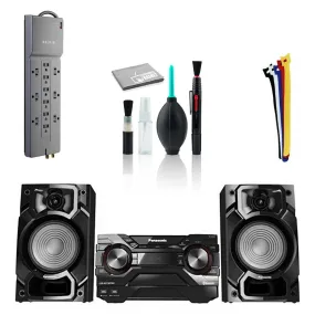 Panasonic SC-AKX220 450W Bluetooth Wireless - Cleaning Kit - Belkin 12-Outlets Surge Protector - 6 pack Velcro Straps