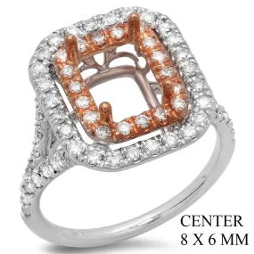 PMI 14PW@5.1 70RD1@0.74 8X6MM EMERALD TWO-TONE DOUBLE HALO SPLIT SHANK