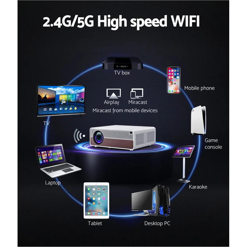 Portable WIFI Video Projector 4K Home Theatre HDMI 1080P Native