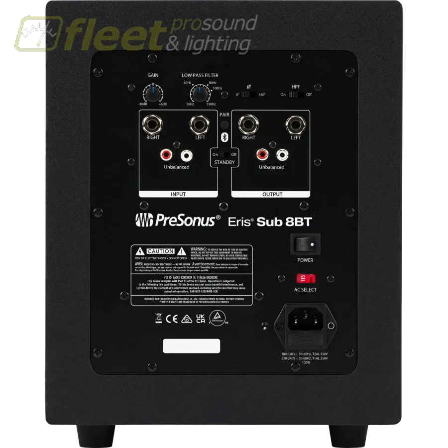 PreSonus Eris Sub8 BT Compact 8-inch front-firing studio subwoofer with Bluetooth wireless