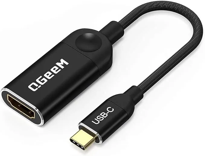 QGeeM USB C to HDMI Adapter 4K@30Hz Cable, USB Type-C to HDMI Adapter [Thunderbolt 3/4] HDMI Adapter for Laptop MacBook Pro/Air, iPhone15 Pro max, Dell XPS, HP.Pixelbook, Thinkpad,Surface,Ipad Pro etc.