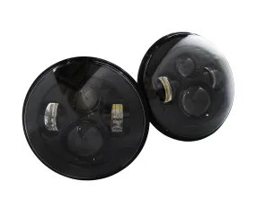 Race Sport RS Headlights Jeep CJ-7 (76-86) CJ-8 (81-85) [7in LED Projector Conversion Kit 4x10W ] Plug-&-Play H4 H/L - Black