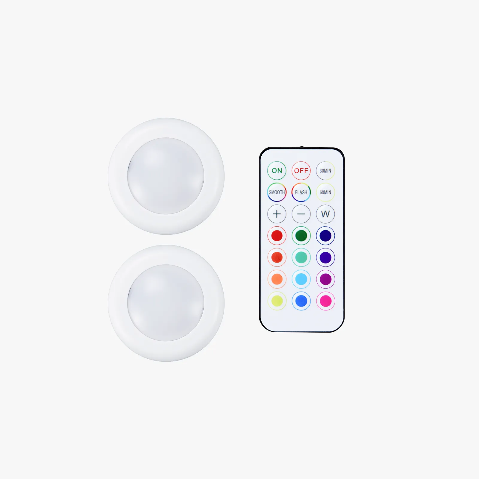 Wireless 16-Color RGBW Puck Lights with Remote Control