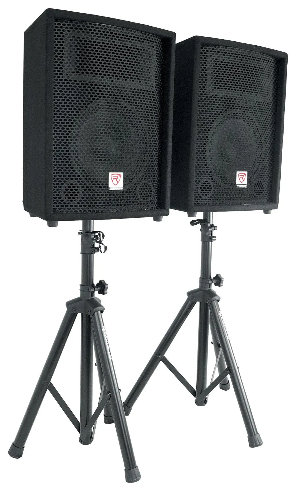 Rockville Package PA System Mixer/Amp 10" Speakers Stands Mics Bluetooth, (RPG2X10)
