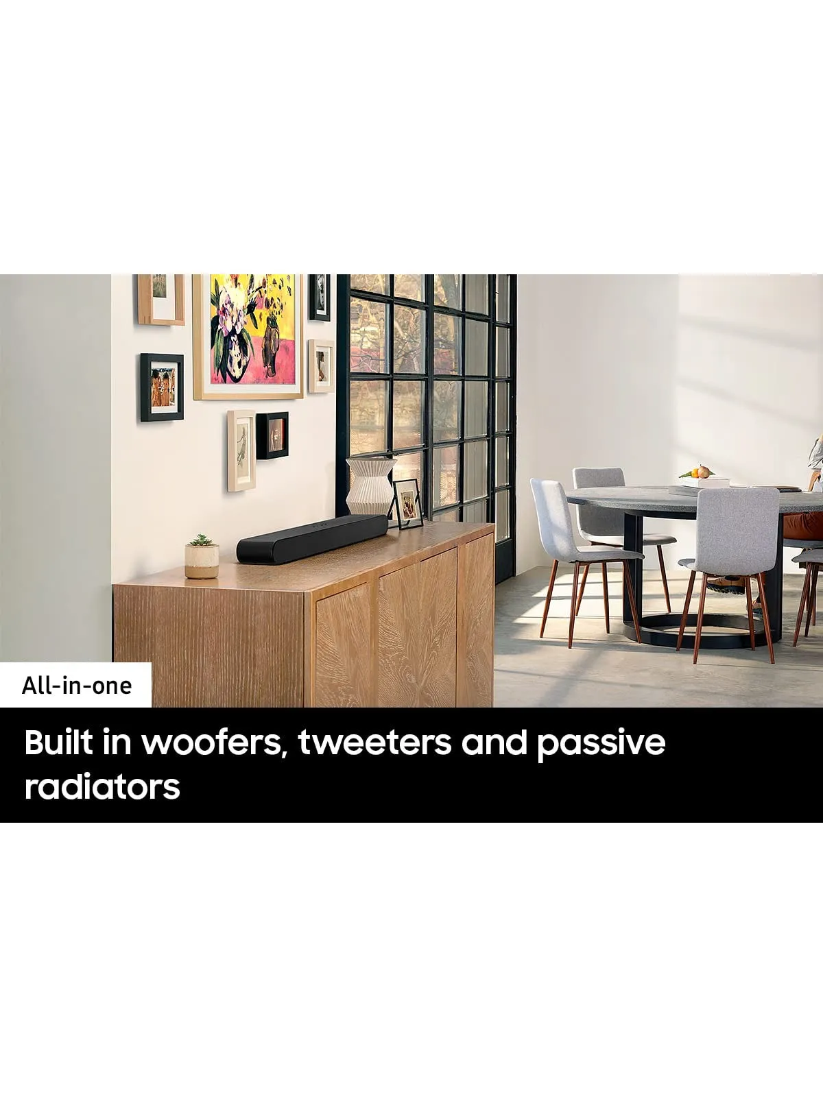 SAMSUNG HW-S50B/ZA 3.0ch All-in-One Soundbar w/Dolby 5.1, DTS Virtual:X, Q Symphony, Built in Center Speaker, Adaptive Sound Lite, Bluetooth Multi Connection, 2022 Black