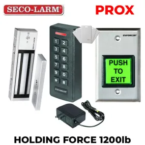 Seco-Larm - Single Door Maglock - 1200-lb Holding Force w/ PROX Keypad & Single Gang Wall Plate w/ 12VDC Plug-in Transformer