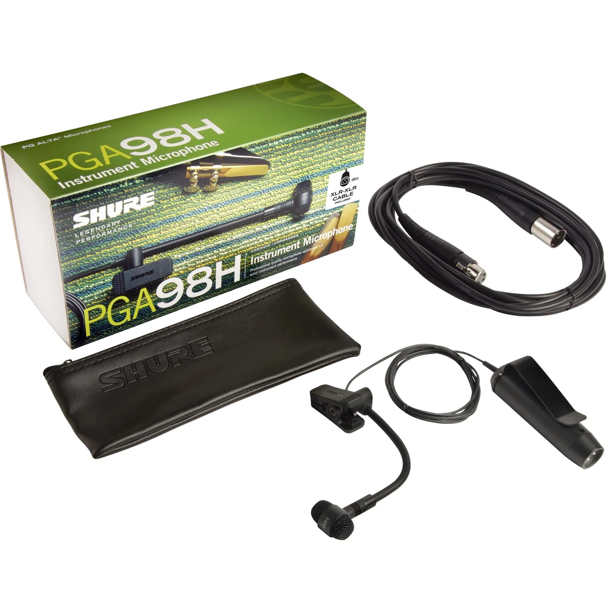 Shure PGA98H Cardioid Condenser Gooseneck Instrument Microphone With XLR Cable