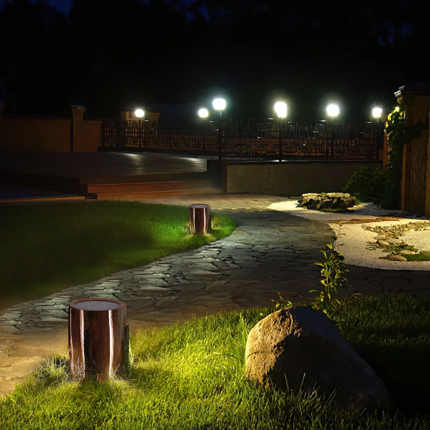 Solar Power illuminated Stub Outdoor Lights