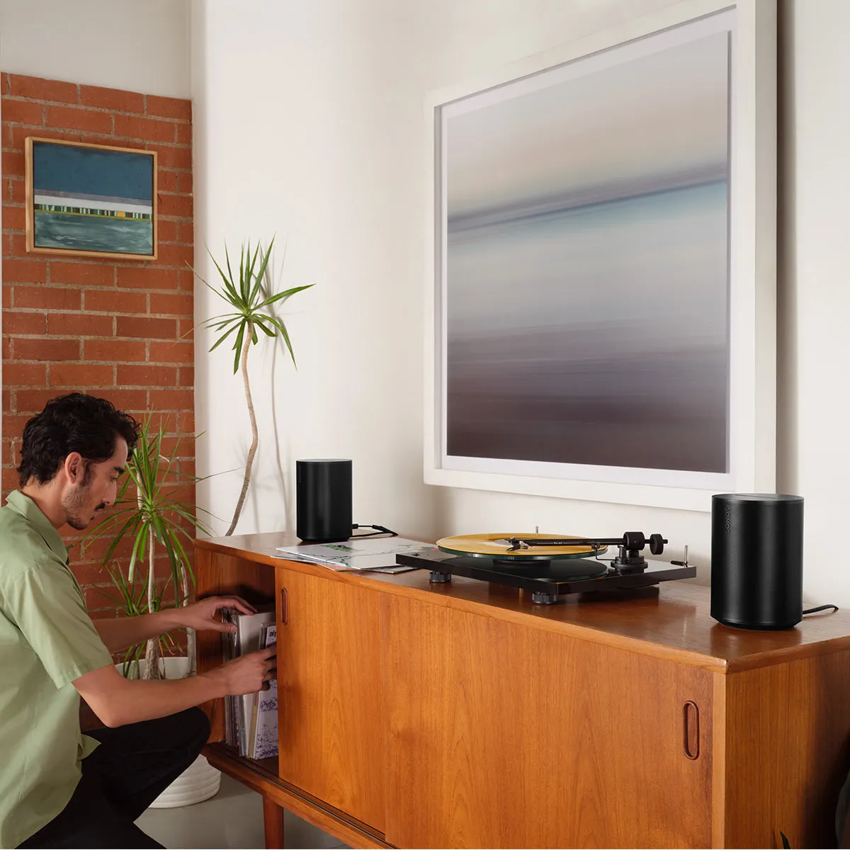 Sonos Era 100 Voice-Controlled Wireless Smart Speakers with Bluetooth, Trueplay Acoustic Tuning Technology, & Amazon Alexa Built-In - Pair (Black)