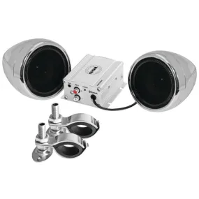 Sound Storm Laboratories SMC72BC Motorcycle 600-Watt Amplified Sound System with 3 Chrome Full-Range Speakers & Bluetooth