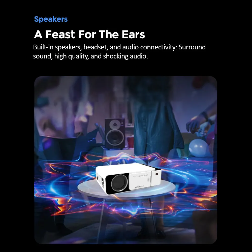 T5 HD Projector 1080P with Stereo Surround Speakers 100 ANSI WiFi Home Theater Projector [800x480 Native ]