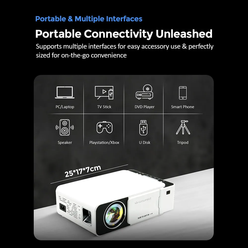 T5 HD Projector 1080P with Stereo Surround Speakers 100 ANSI WiFi Home Theater Projector [800x480 Native ]