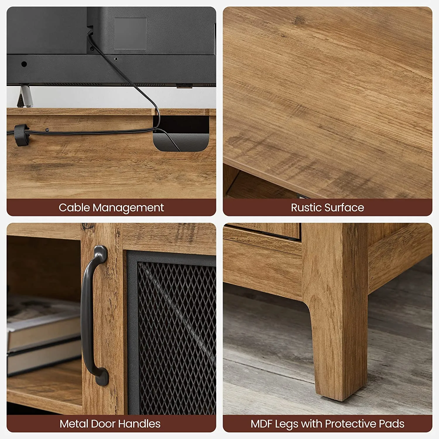 TV Cabinet for 65-Inch TV, TV Stand Entertainment Center, 3-Tier TV Table with Large Storage