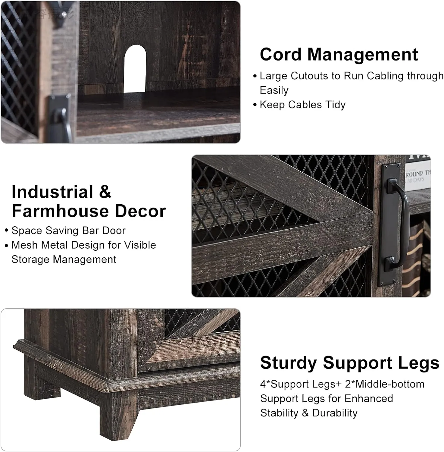TV Stand for 65  Inch TV w/Sliding Barn Door, Rustic TV Console Cabinet w/Adjustable Shelves