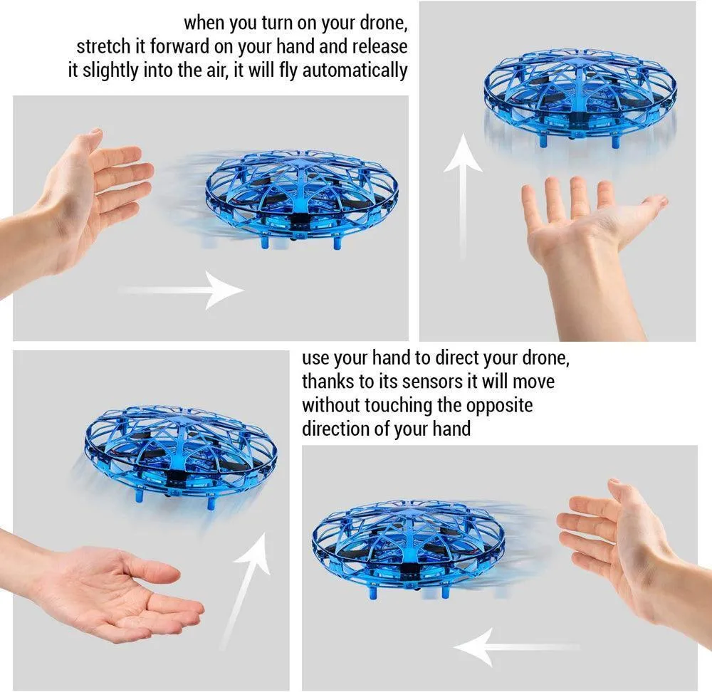 UFO Drone Flying Spinner Hand Operated Sensor Mini Drone Toy for Boys Girls