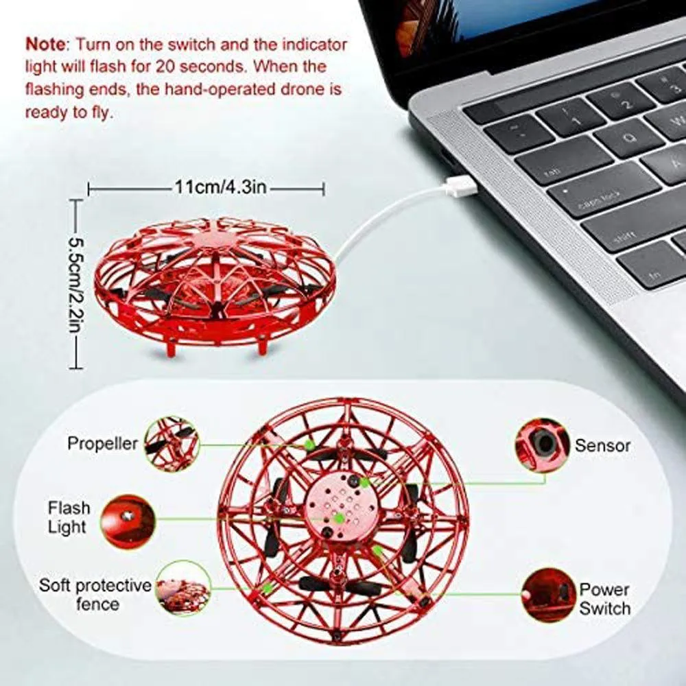 UFO Drone Flying Spinner Hand Operated Sensor Mini Drone Toy for Boys Girls