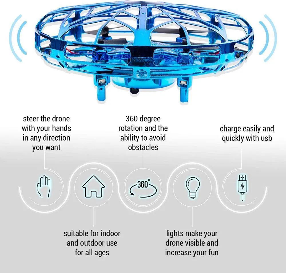 UFO Drone Flying Spinner Hand Operated Sensor Mini Drone Toy for Boys Girls