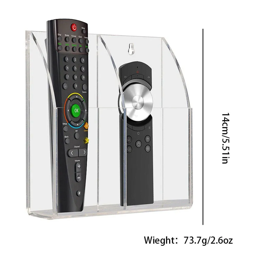 US 1-2 Pc TV Air Conditioner Remote Control Holder Acrylic Wall Mount Organizer