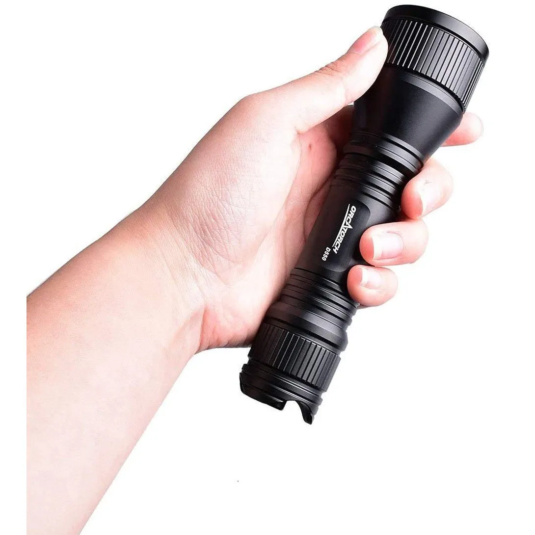 Used Orcatorch D550 Lightweight Tail Magnetic Switch Diving Light (Only Light and One Battery Included)