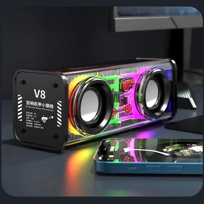 V8 Bluetooth Speaker: Experience the Power of Dual Speakers and High Power Subwoofer for an Unmatched Audio Experience
