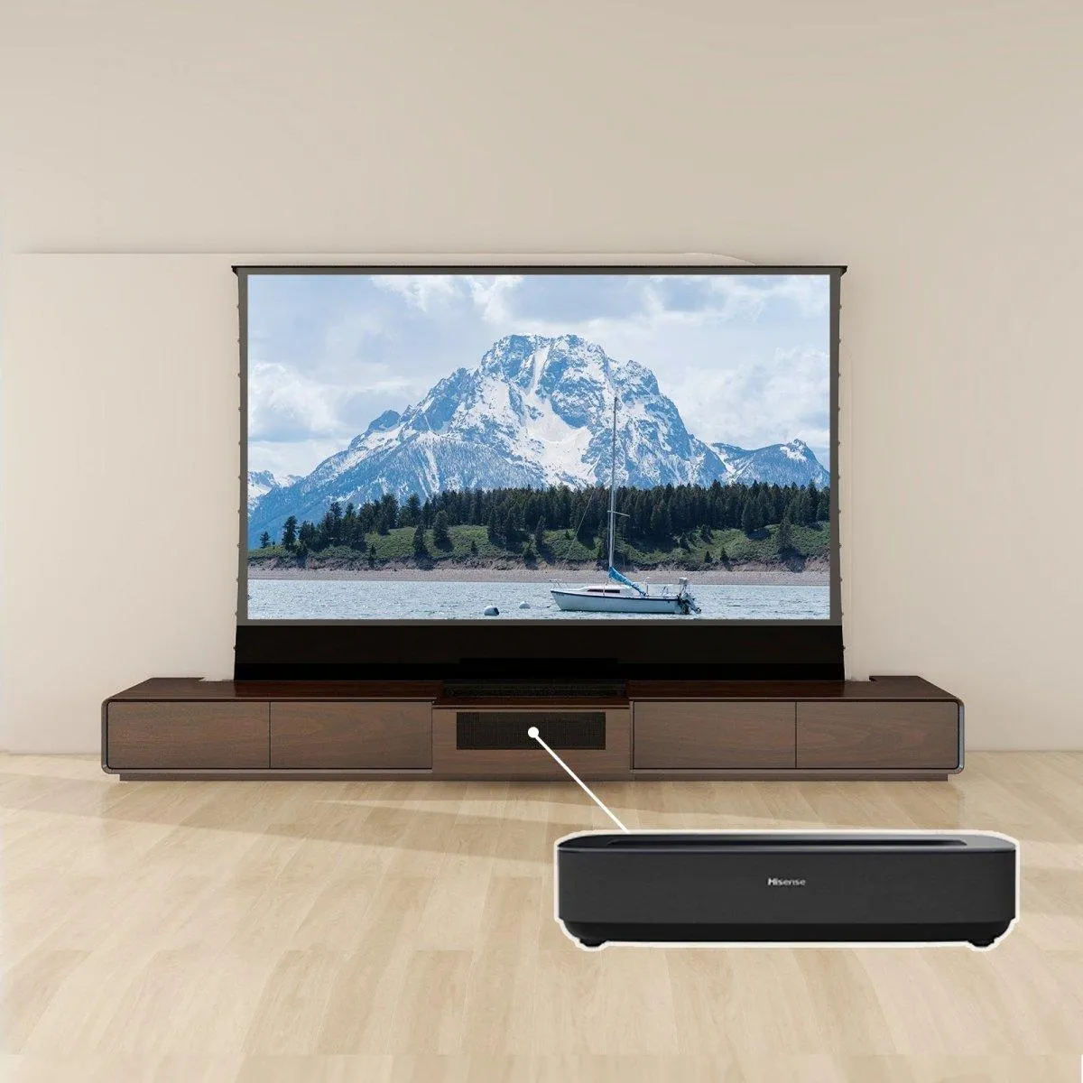 VIVIDSTORM Bundle-Projector&Screen&Motorised Laser TV Cabinet Copenhagen