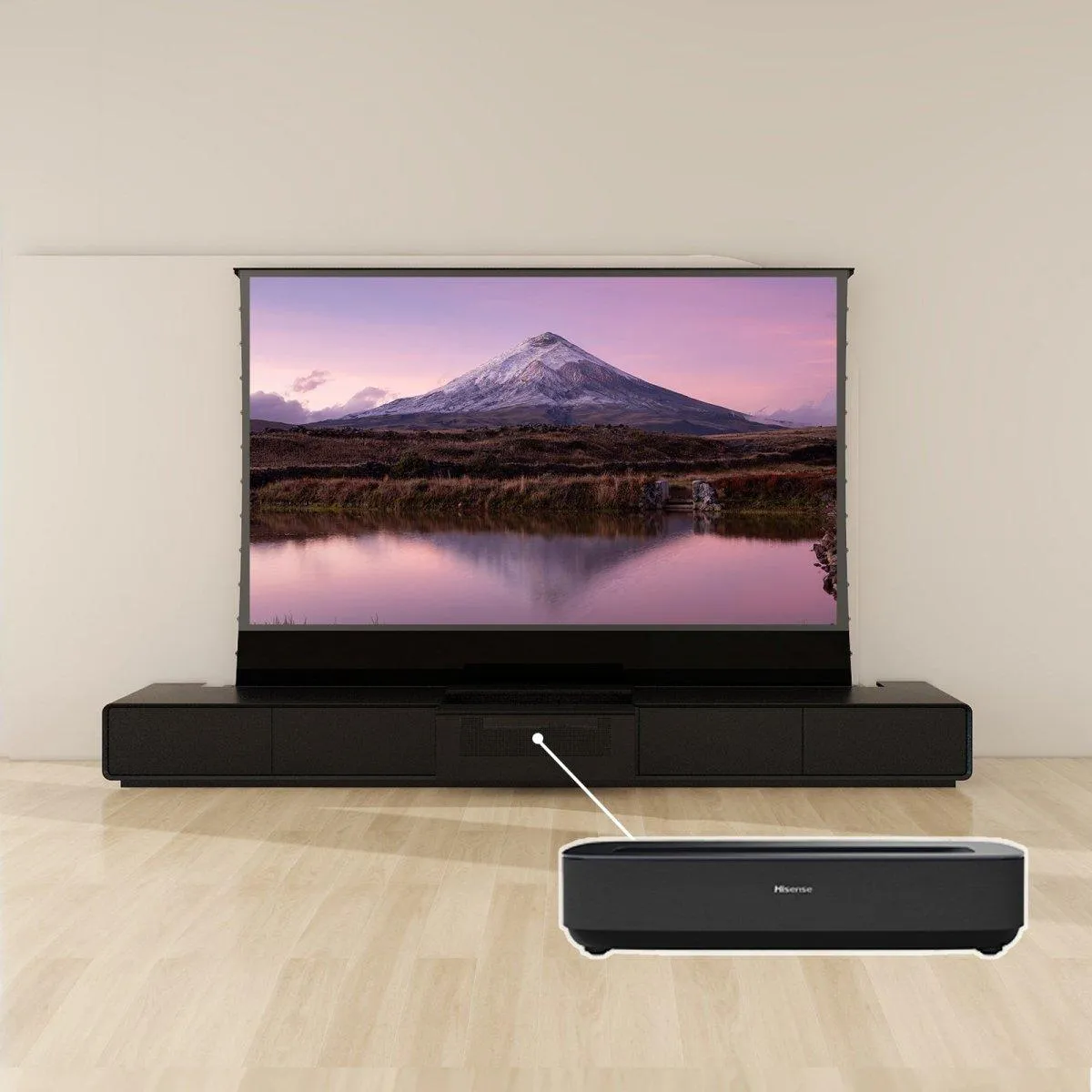 VIVIDSTORM Bundle-Projector&Screen&Motorised Laser TV Cabinet Copenhagen