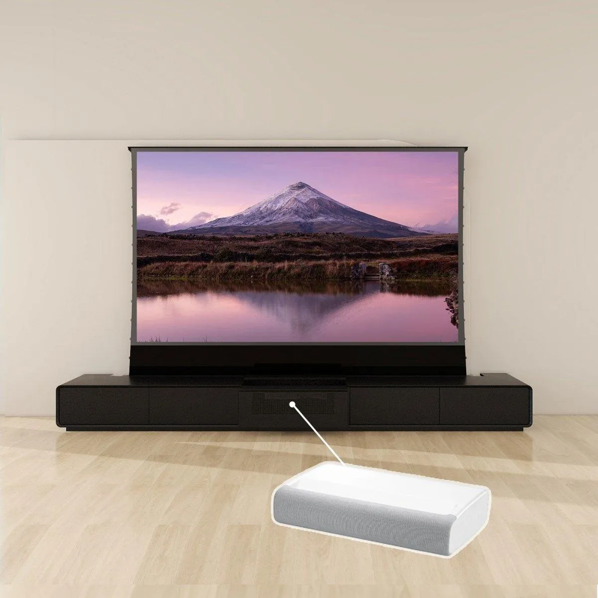 VIVIDSTORM Bundle-Projector&Screen&Motorised Laser TV Cabinet Copenhagen