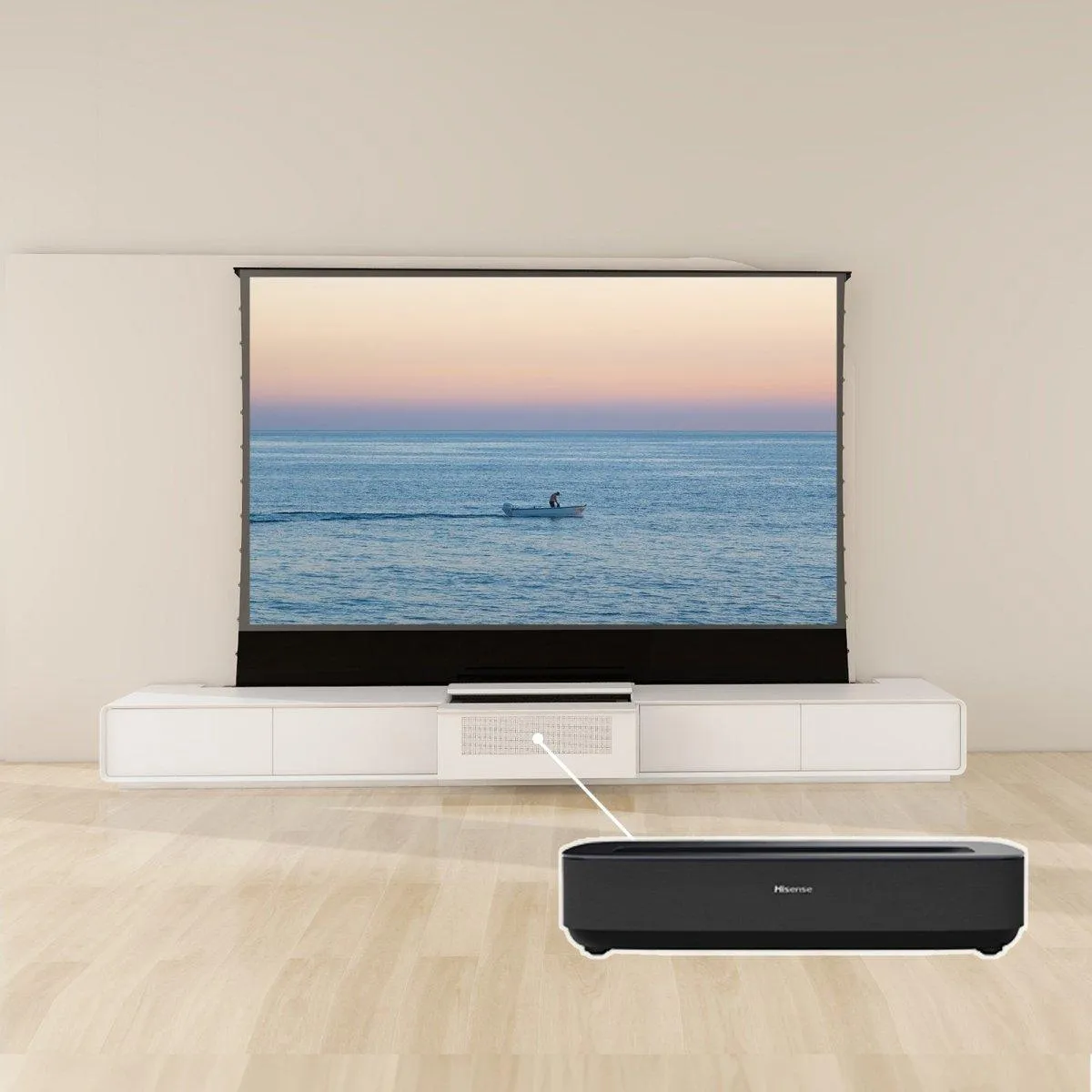 VIVIDSTORM Bundle-Projector&Screen&Motorised Laser TV Cabinet Copenhagen