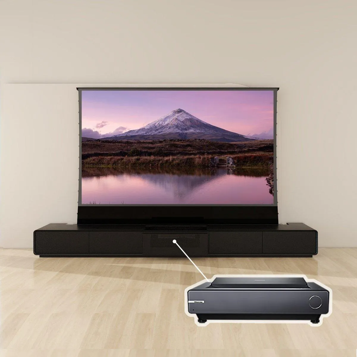 VIVIDSTORM Bundle-Projector&Screen&Motorised Laser TV Cabinet Copenhagen