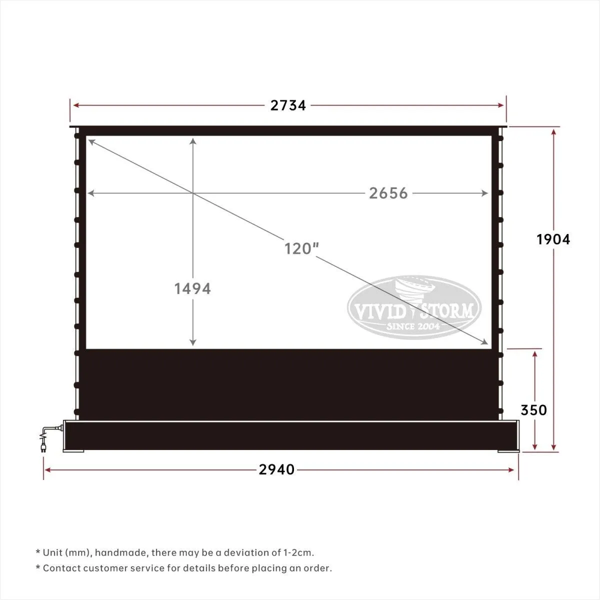 VIVIDSTORM S White Cinema Perforated Motorized Tension Floor Rising Projector screen