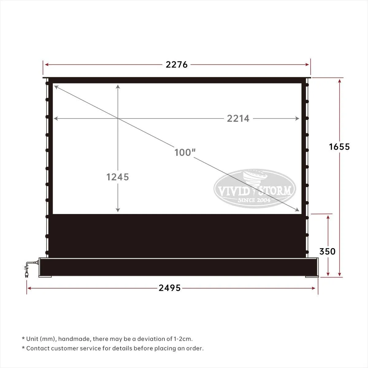 VIVIDSTORM S White Cinema Perforated Motorized Tension Floor Rising Projector screen