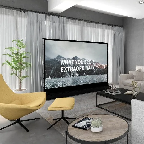 VIVIDSTORM S White Cinema Perforated Motorized Tension Floor Rising Projector screen