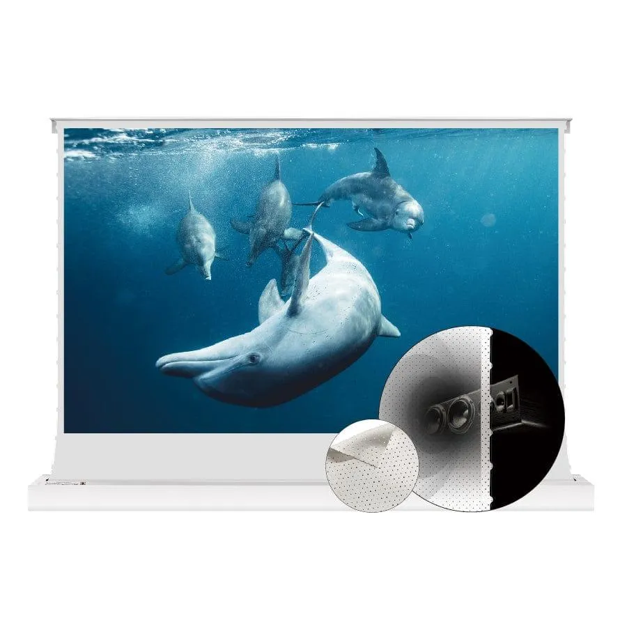 VIVIDSTORM S White Cinema Perforated Motorized Tension Floor Rising Projector screen