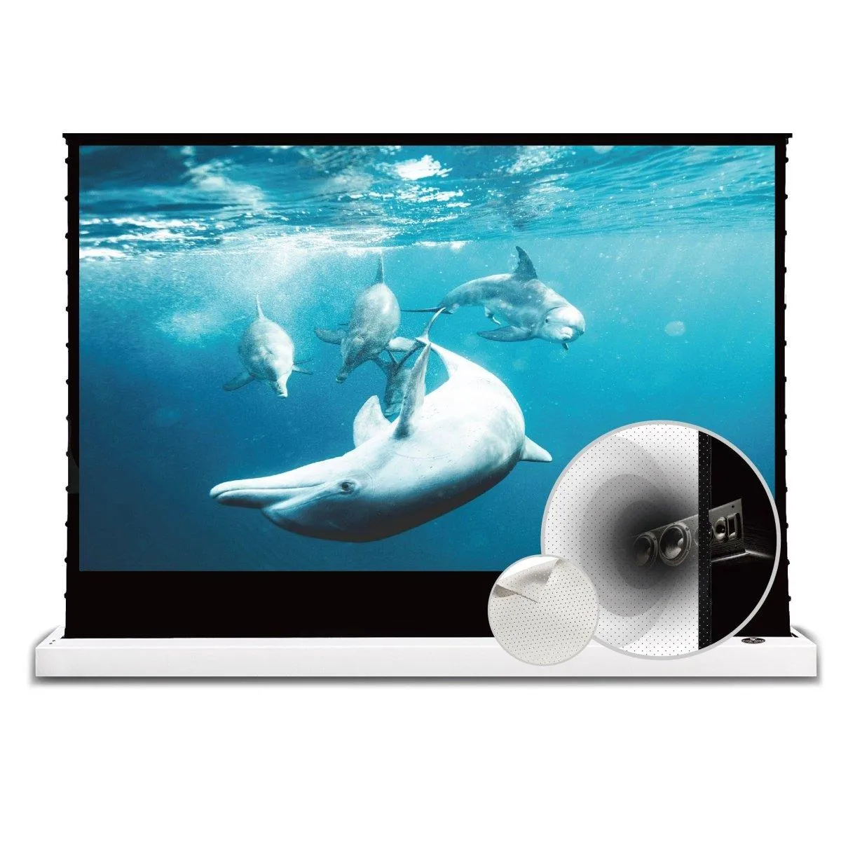 VIVIDSTORM S White Cinema Perforated Motorized Tension Floor Rising Projector screen