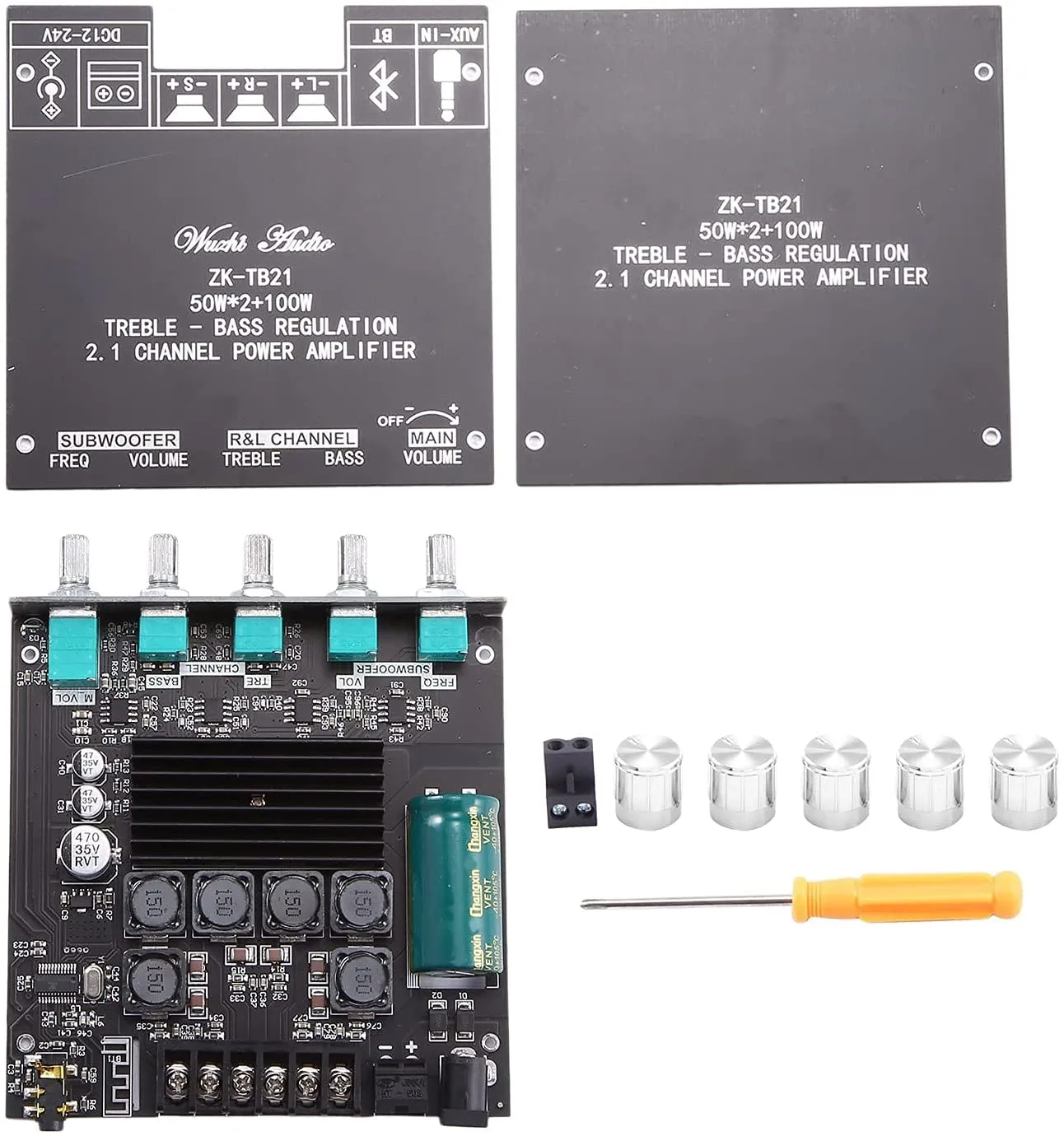 ZK-TB21 High Power 2.1 Channel Bluetooth Digital Amplifier Board 50WX2 100W