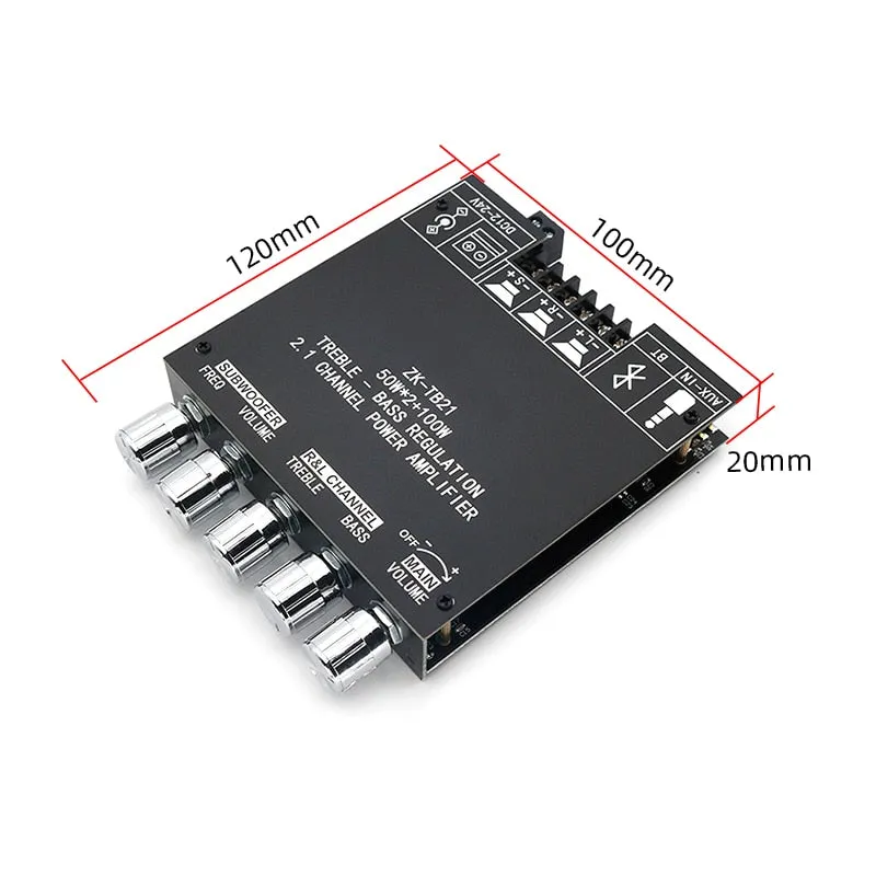 ZK-TB21 High Power 2.1 Channel Bluetooth Digital Amplifier Board 50WX2 100W