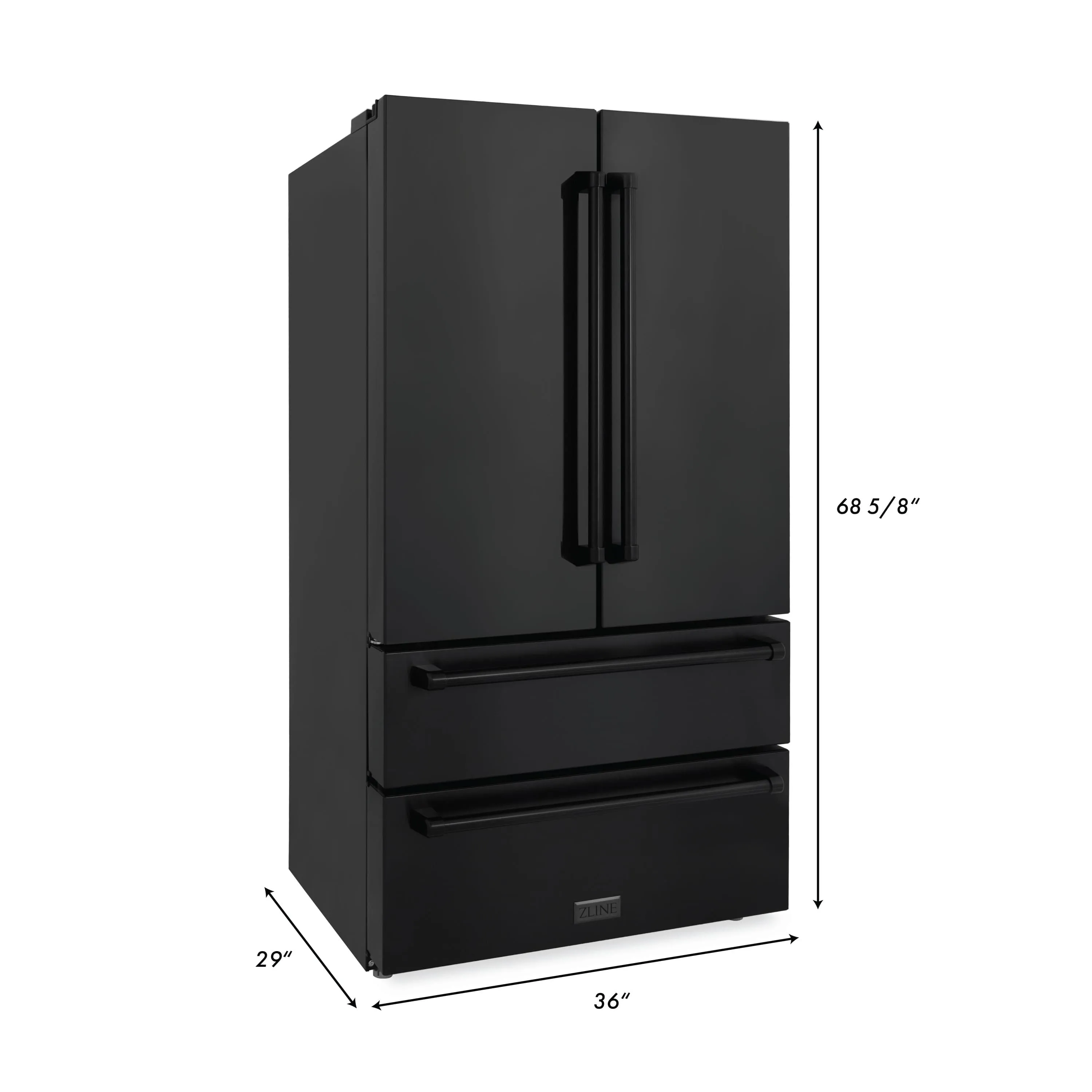 ZLINE 4-Piece Appliance Package - 48-Inch Rangetop with Brass Burners, Refrigerator, 30-Inch Electric Wall Oven, and Convertible Wall Mount Hood in Black Stainless Steel (4KPR-RTBRH48-AWS)